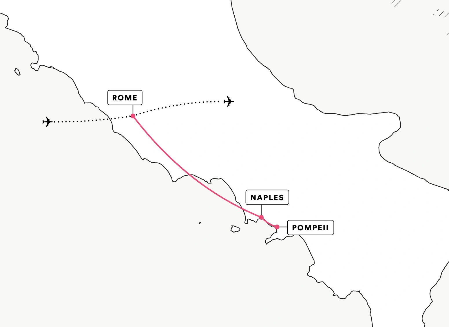 Map of EF Educational Tours Middle School Discover Rome and Pompeii tour