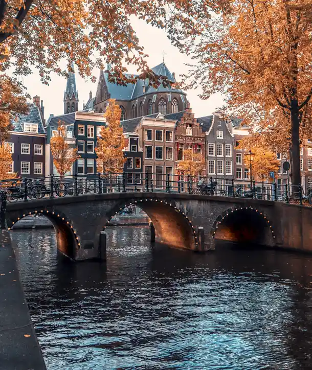 Bridge over a river in Amsterdam.