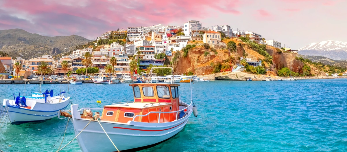 Boat anchored off the coast of a Greek Island.