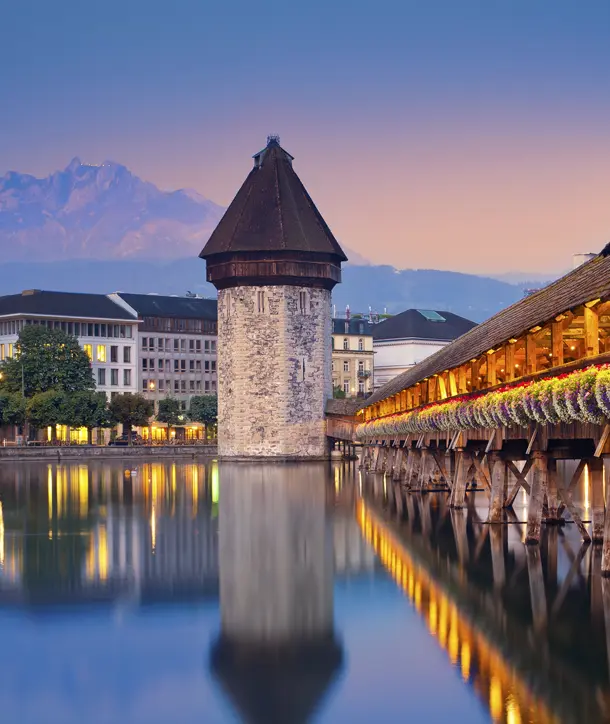 Lucerne prison on the water on student trip to France, Germany & Switzerland.