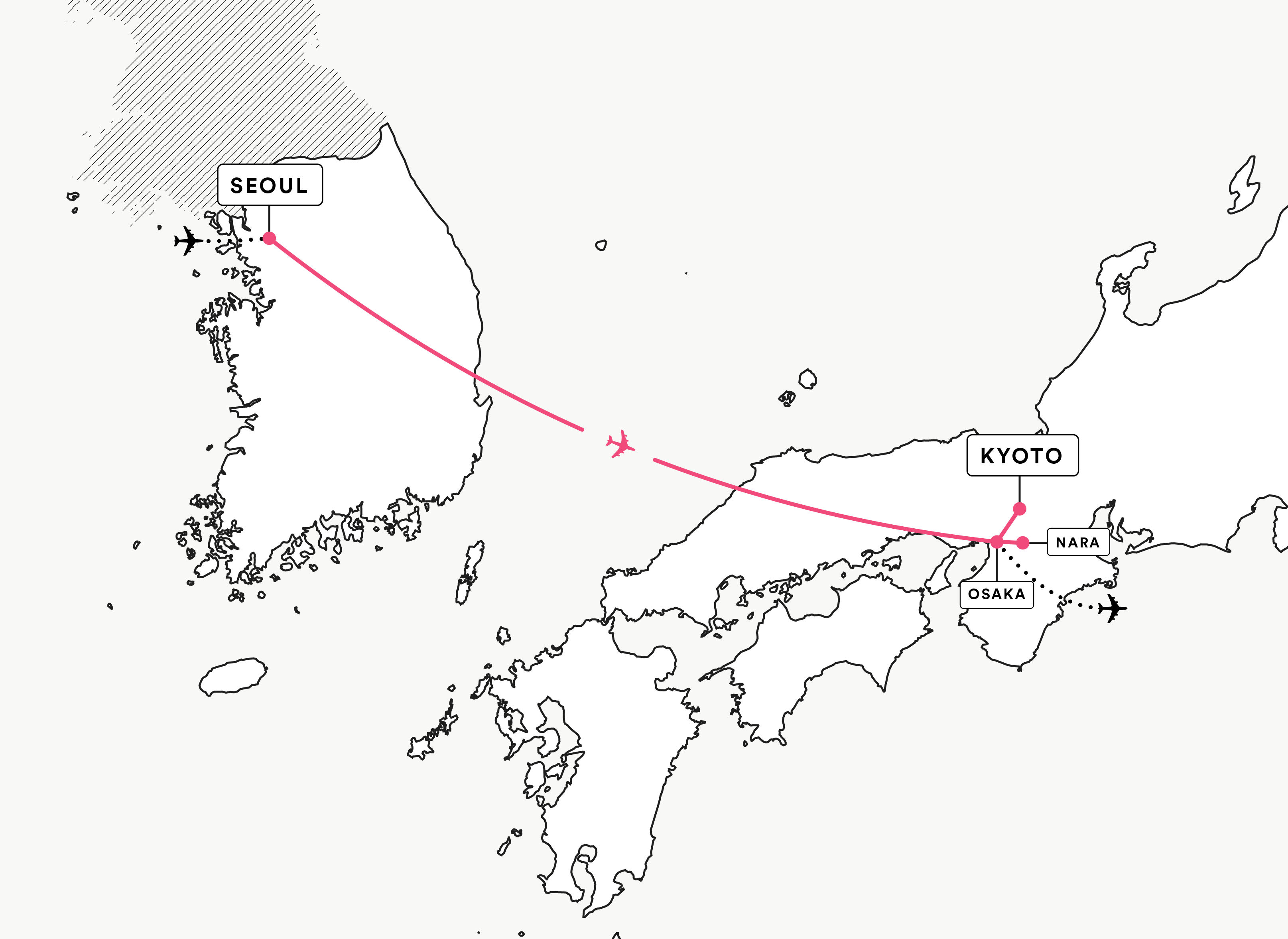 route map for seoul kyoto osaka summit tour
