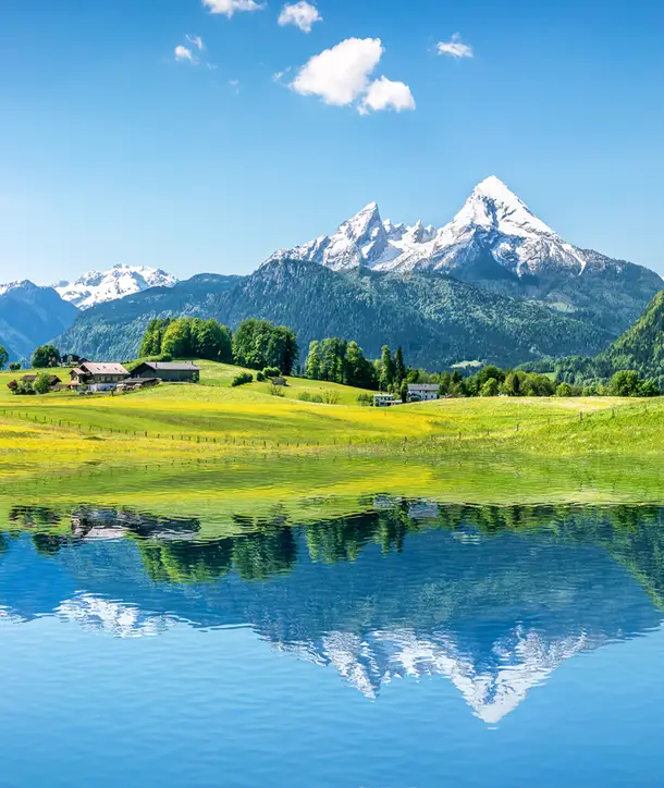 Mountains reflected in water on the Swiss Alps experience with EF Tours.