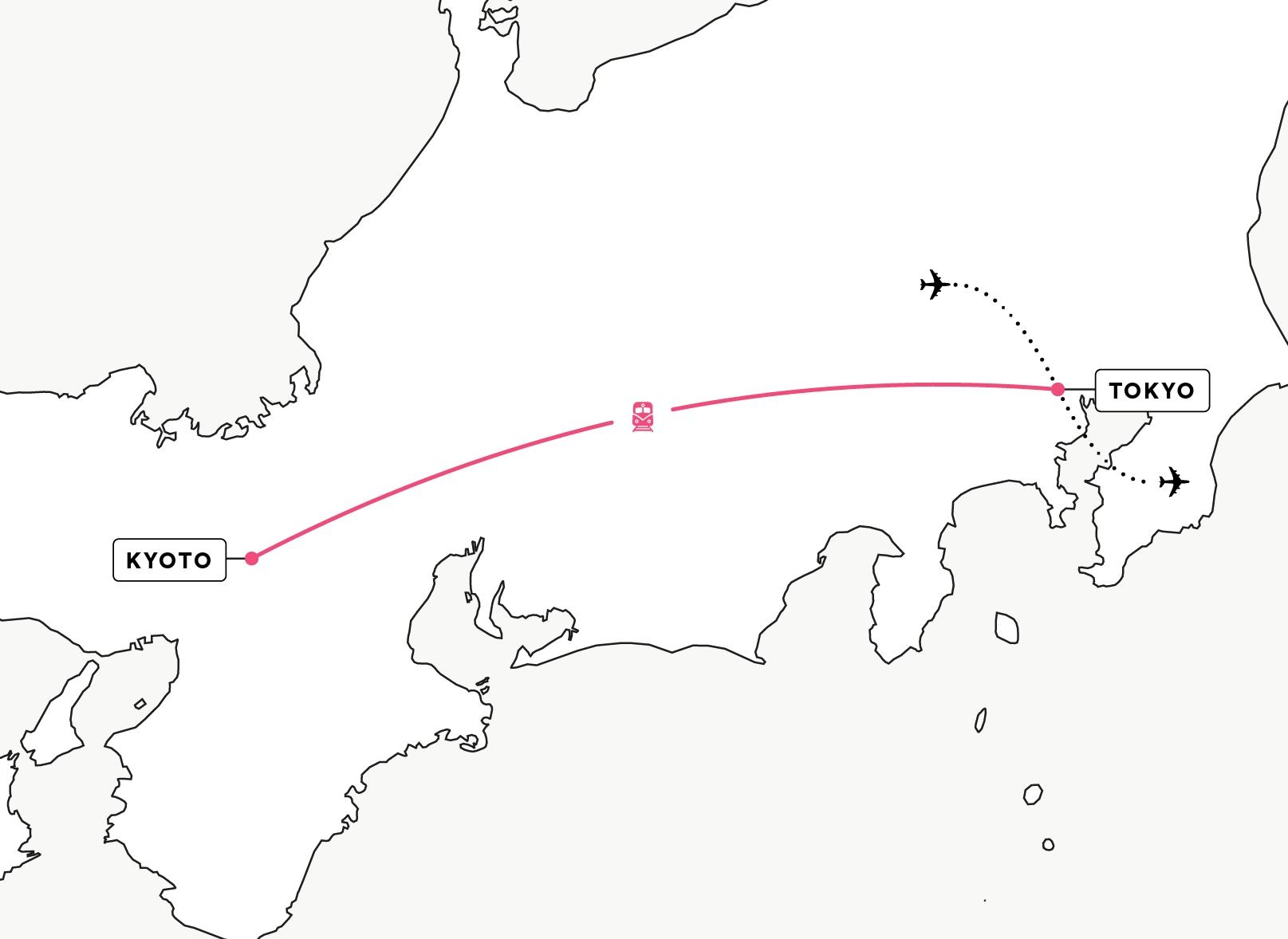 route map for tour kyoto tokyo transit summit tour