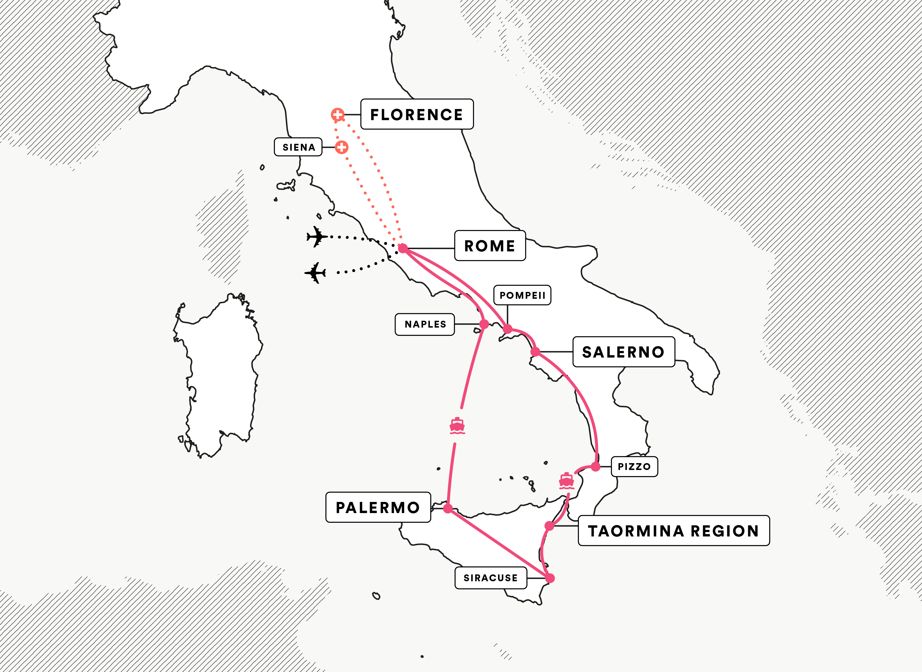 Map of EF Educational Tours From Rome to Sicily tour