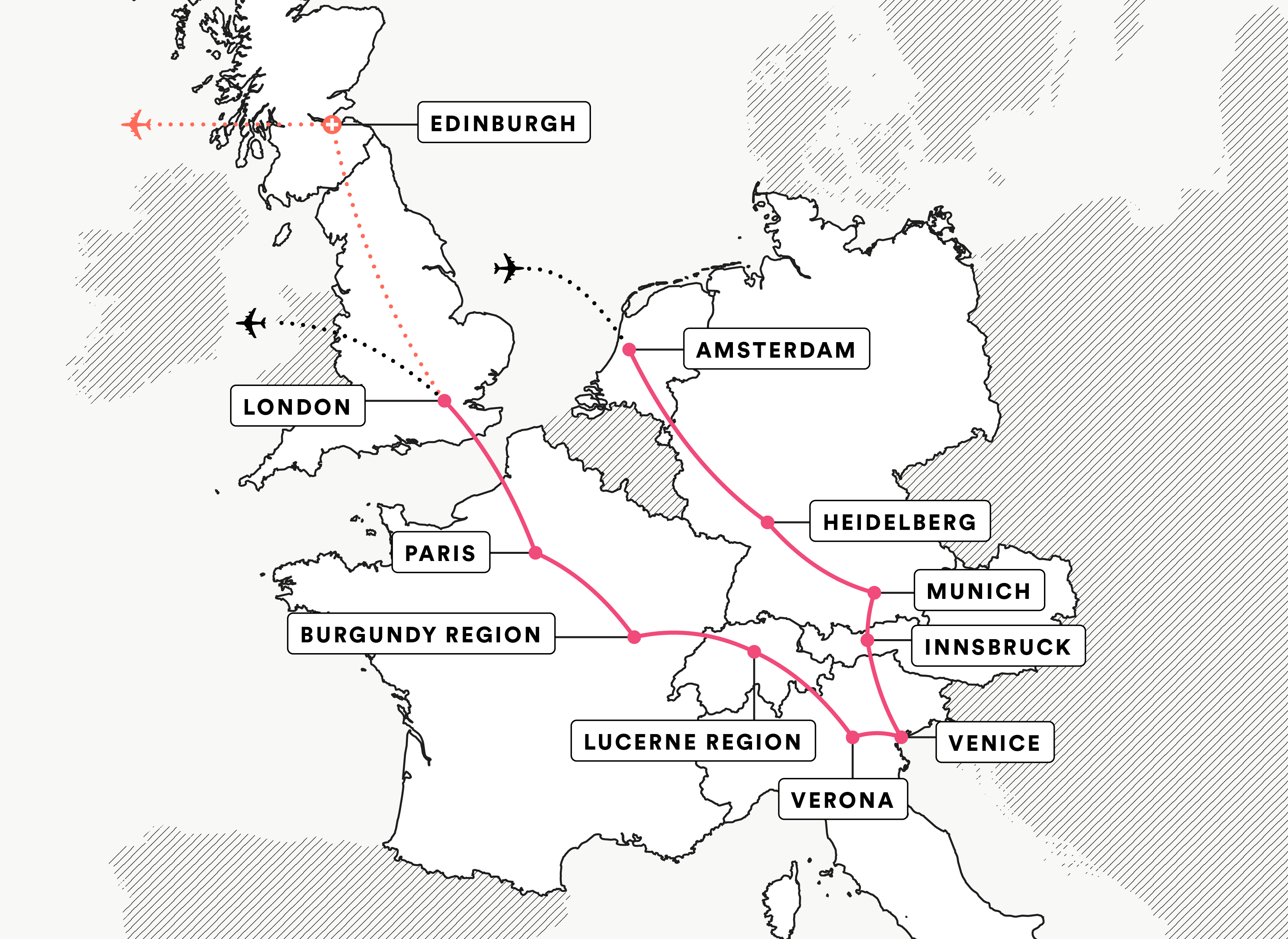 European Carousel route map