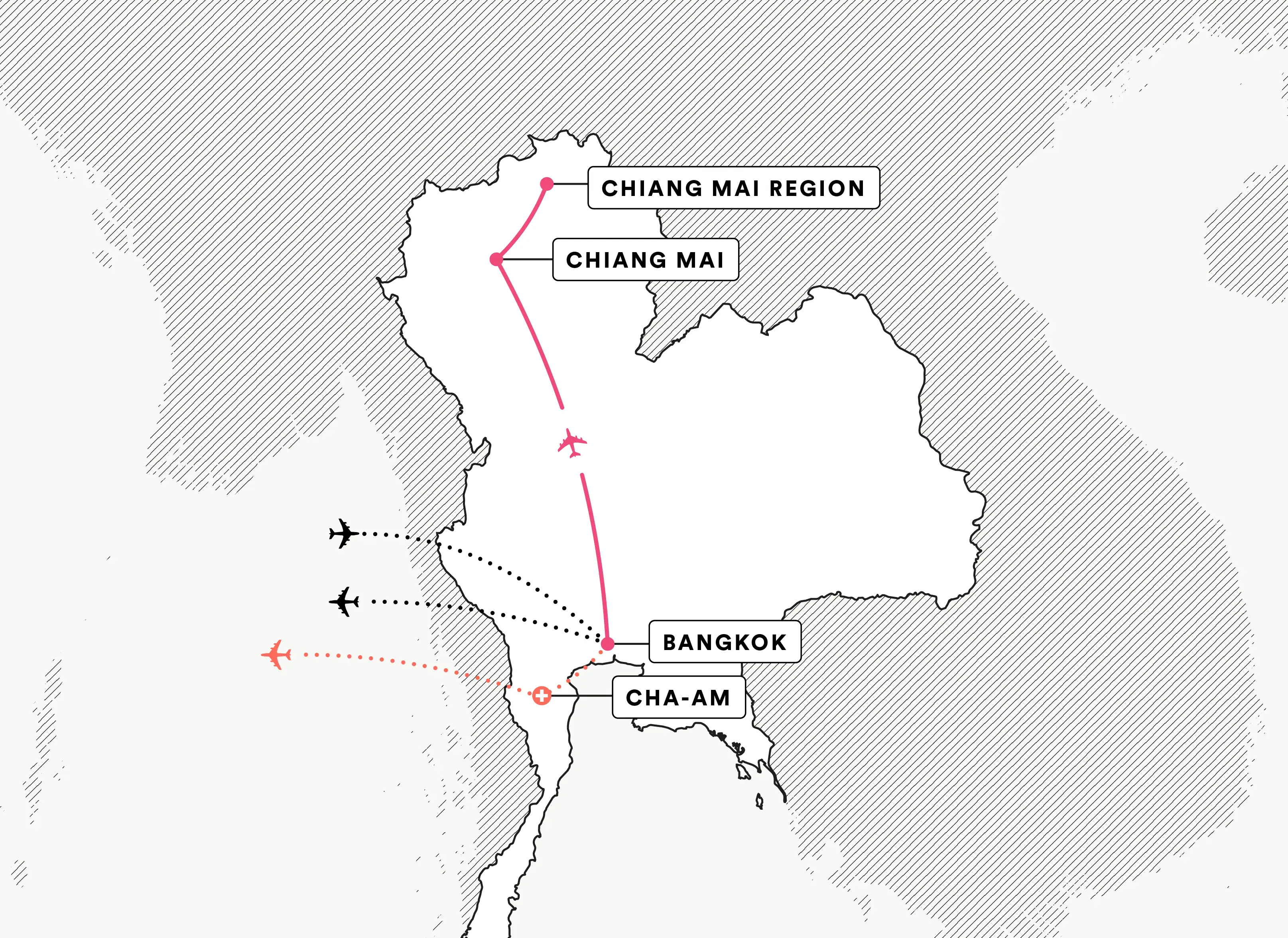 Culture and Service in Thailand route map