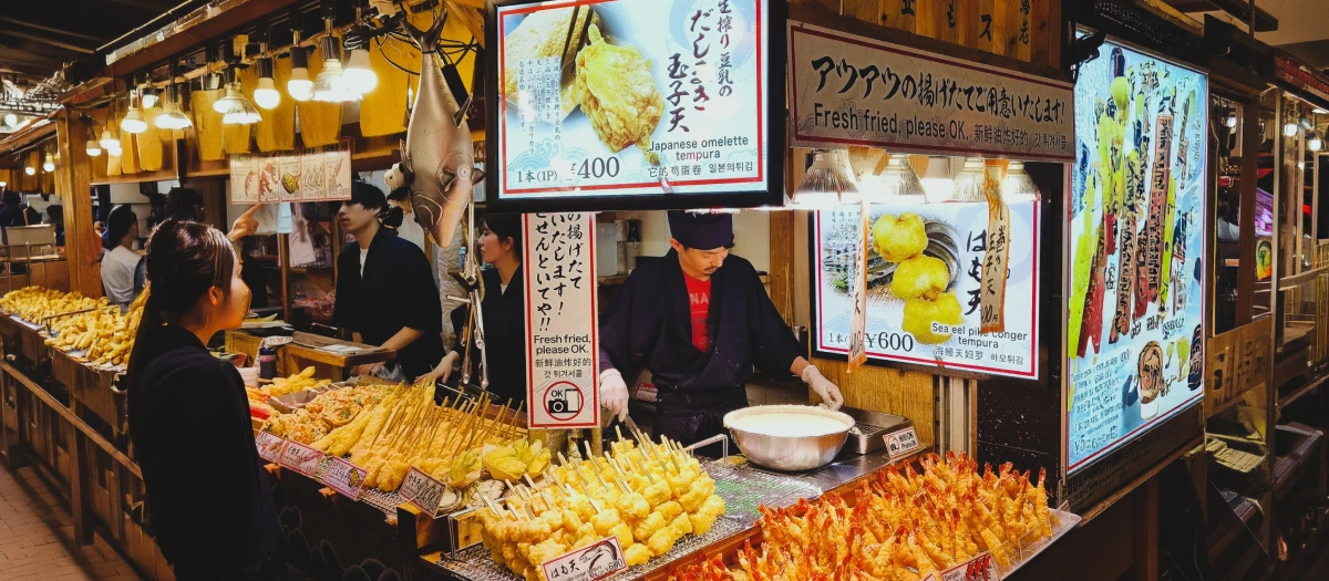 fried street food stall in osaka japan