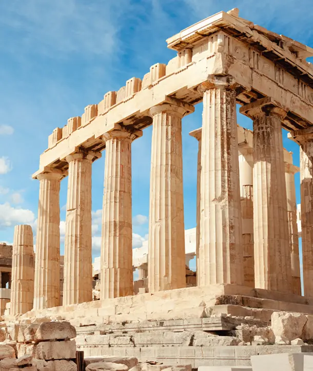 Stone pillars close-up on Athens and Argolida tour.