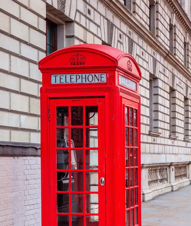 Red telephone booth on a middle school trip to London.