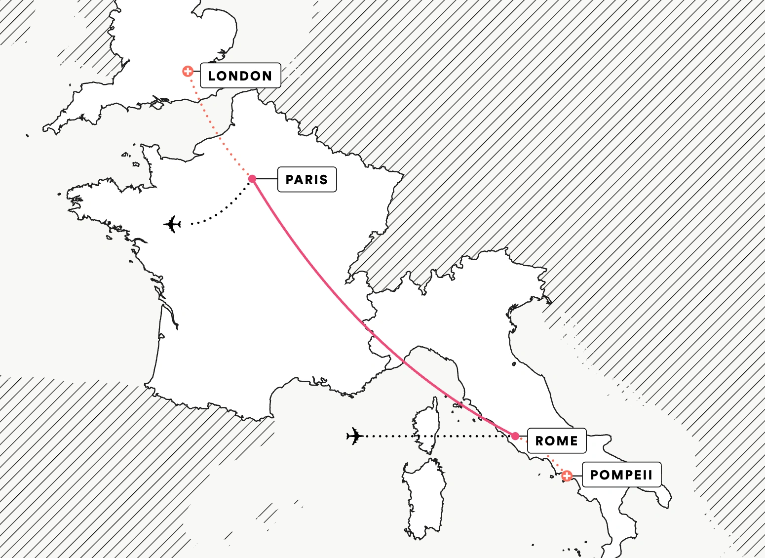 Map of EF Educational Tours Explore Rome and Paris tour