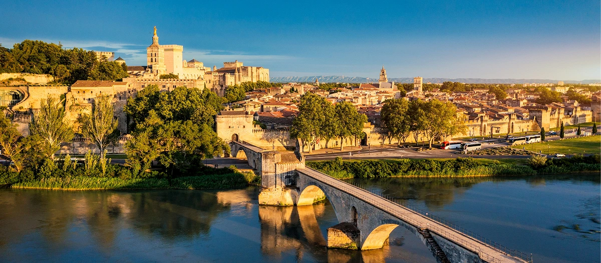 A bridge leading into Avignon, France.