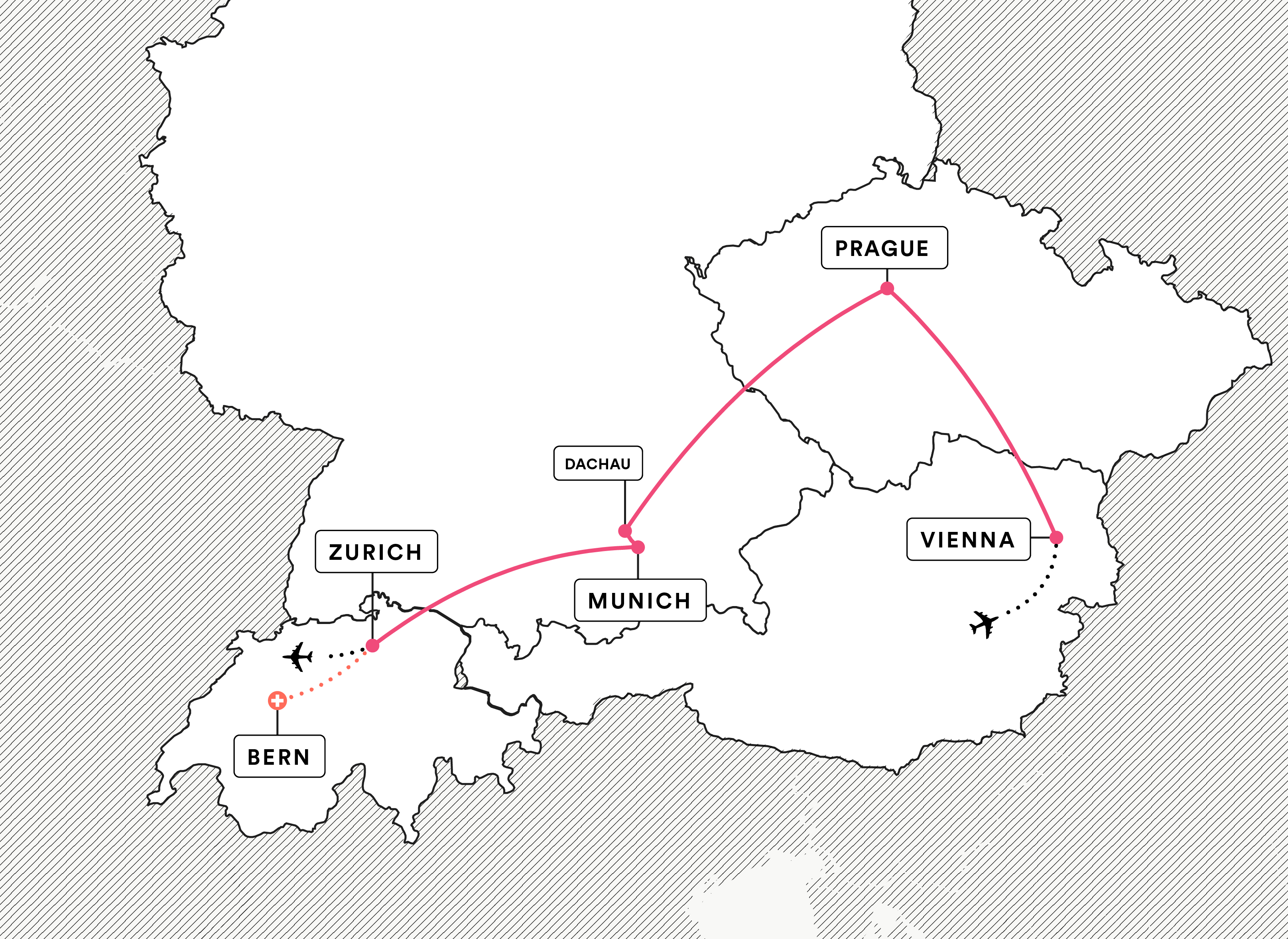 Central European Quartet route map