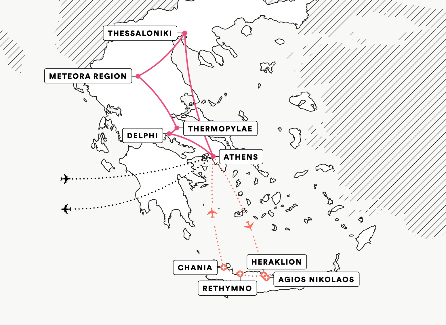 Map of EF Educational Tours Epic Greece tour