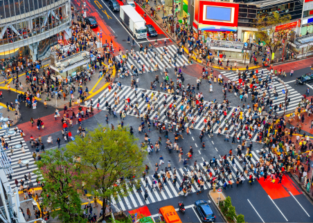Visit Shibuya to see its iconic crosswalks and experience the bustling streets and energy of one of Tokyo’s most dynamic commercial centers