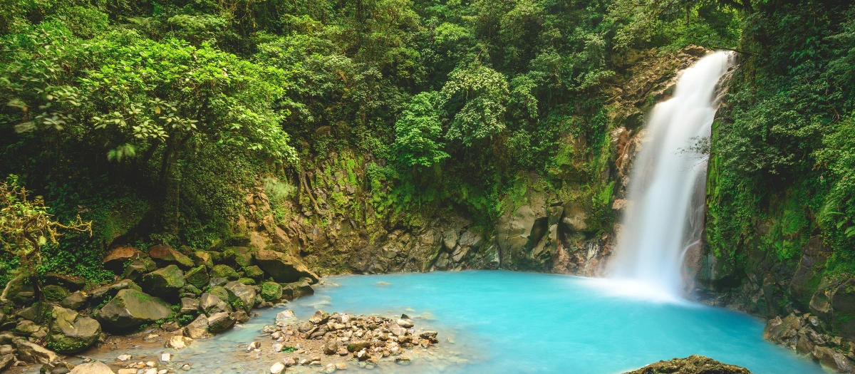 Rainforest waterfall in costa rica.