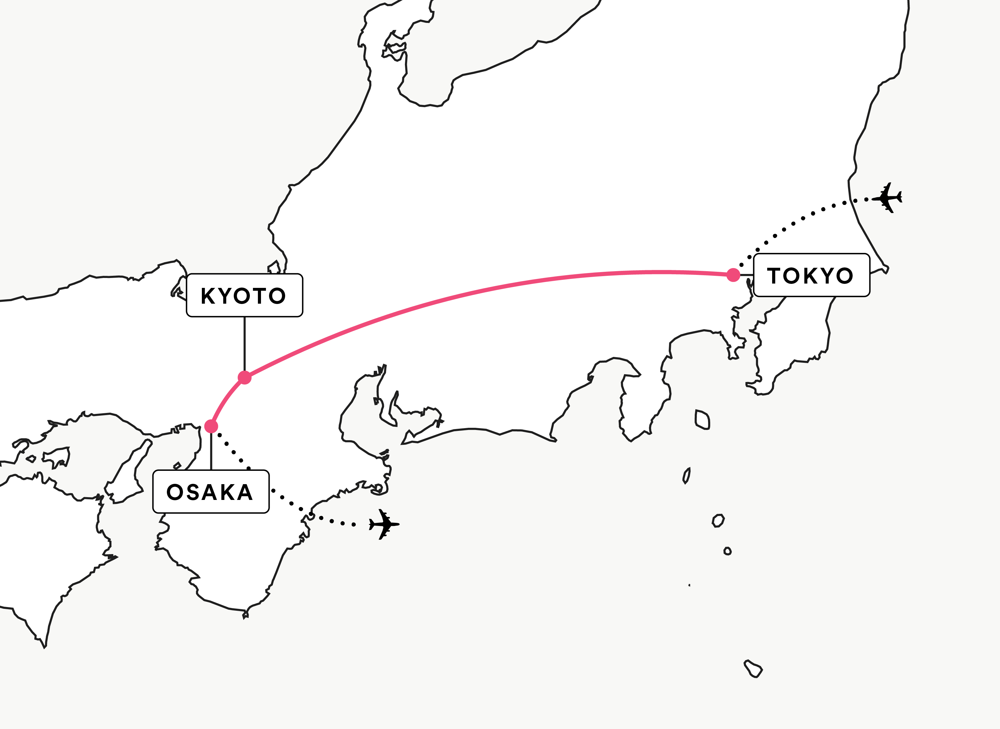Route map for tokyo kyoto osaka global leadership summit tour