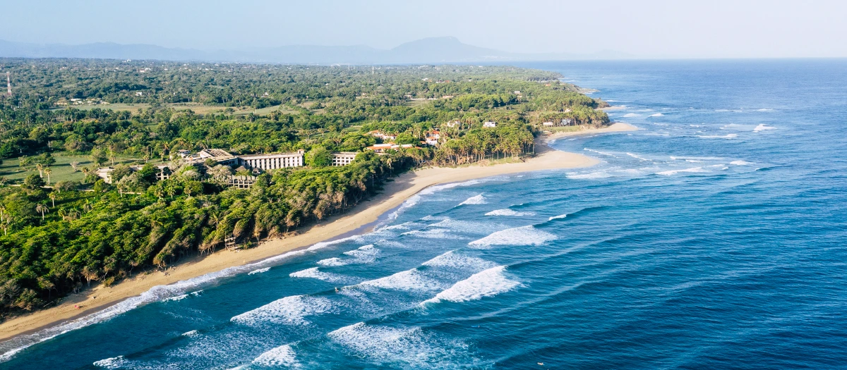 View of the shoreline of the Dominican Republic.