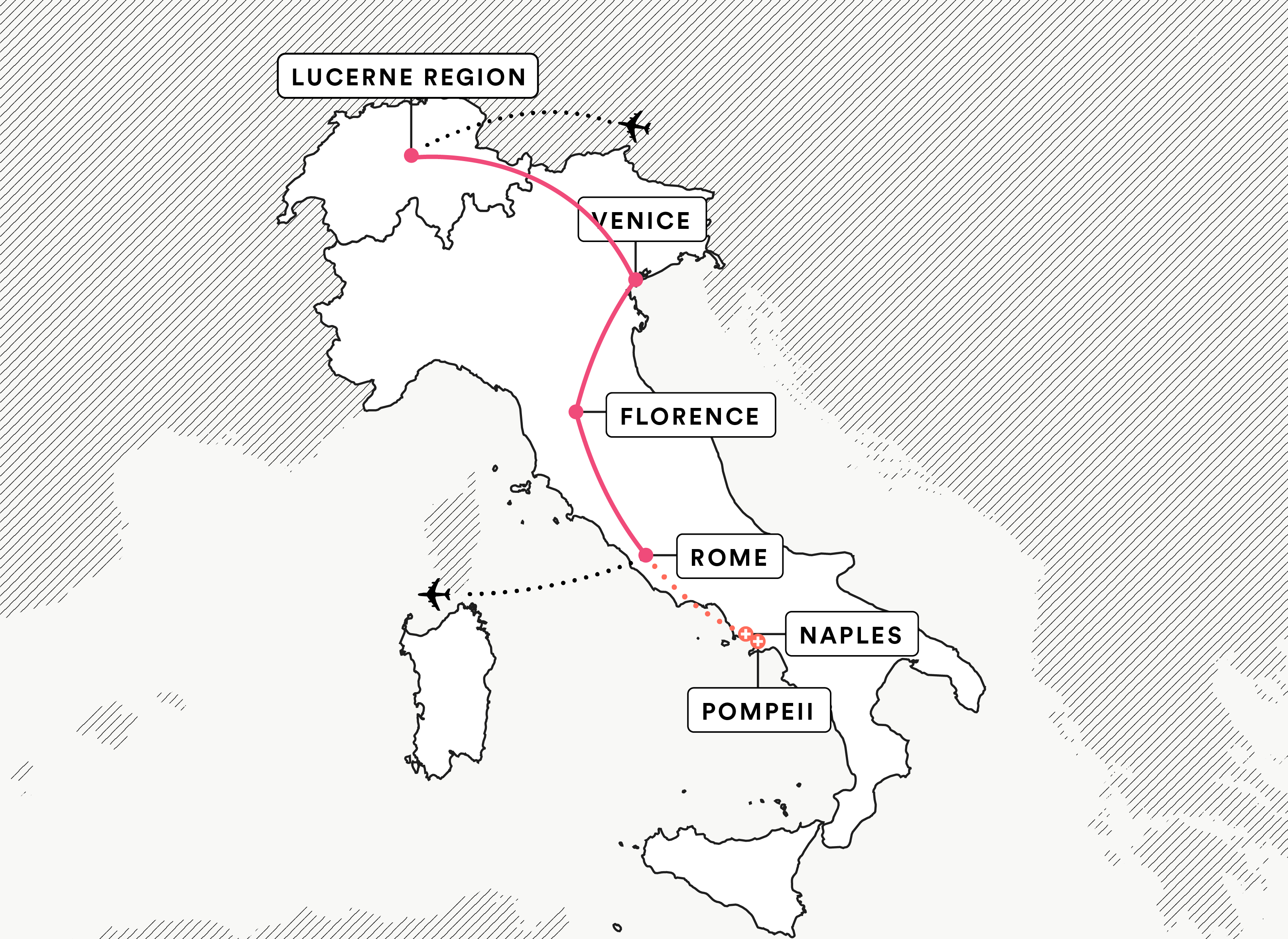 Map of EF Educational Tours Switzerland and Italy your