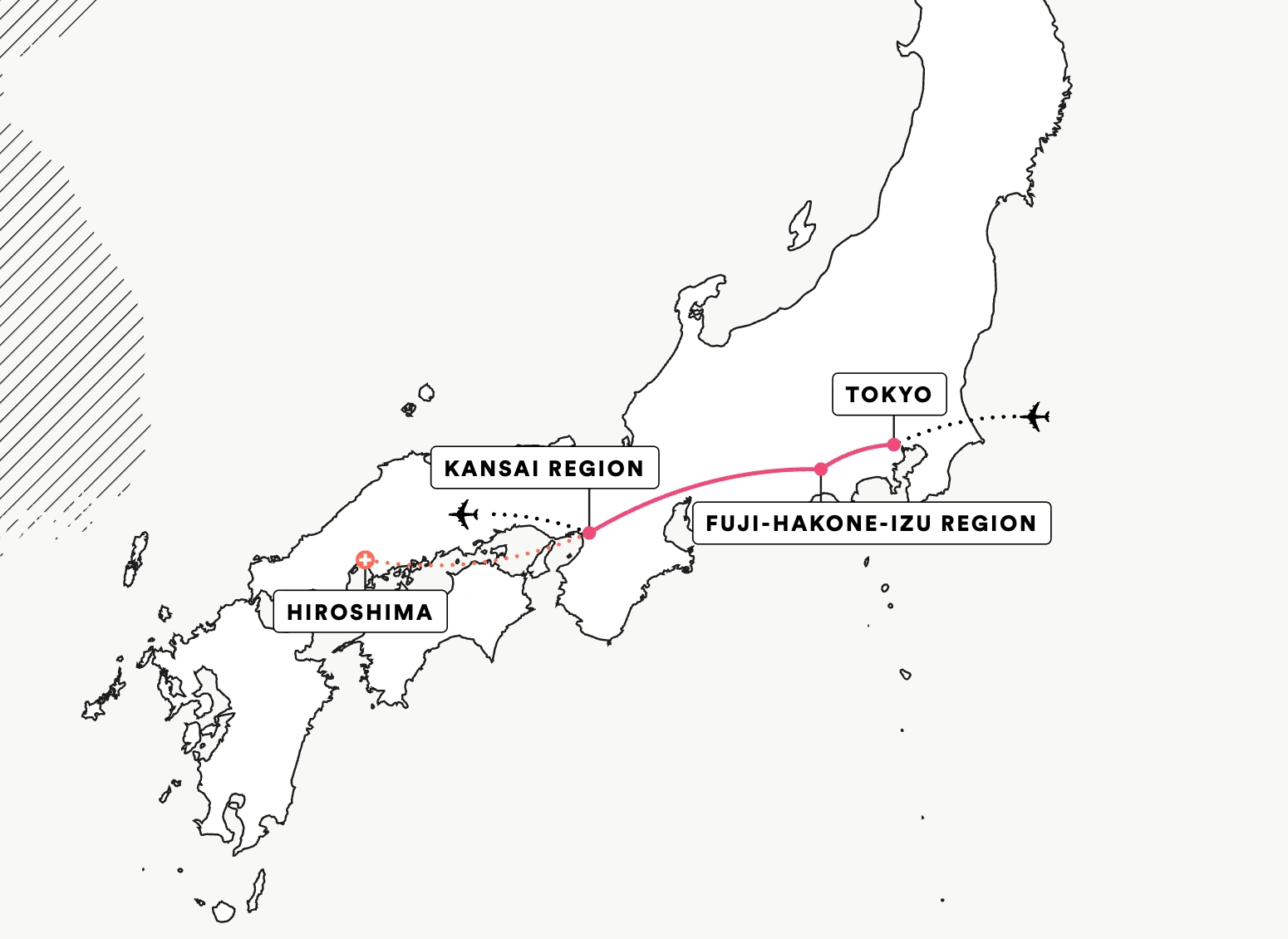 Japan: Land of the Rising Sun route map