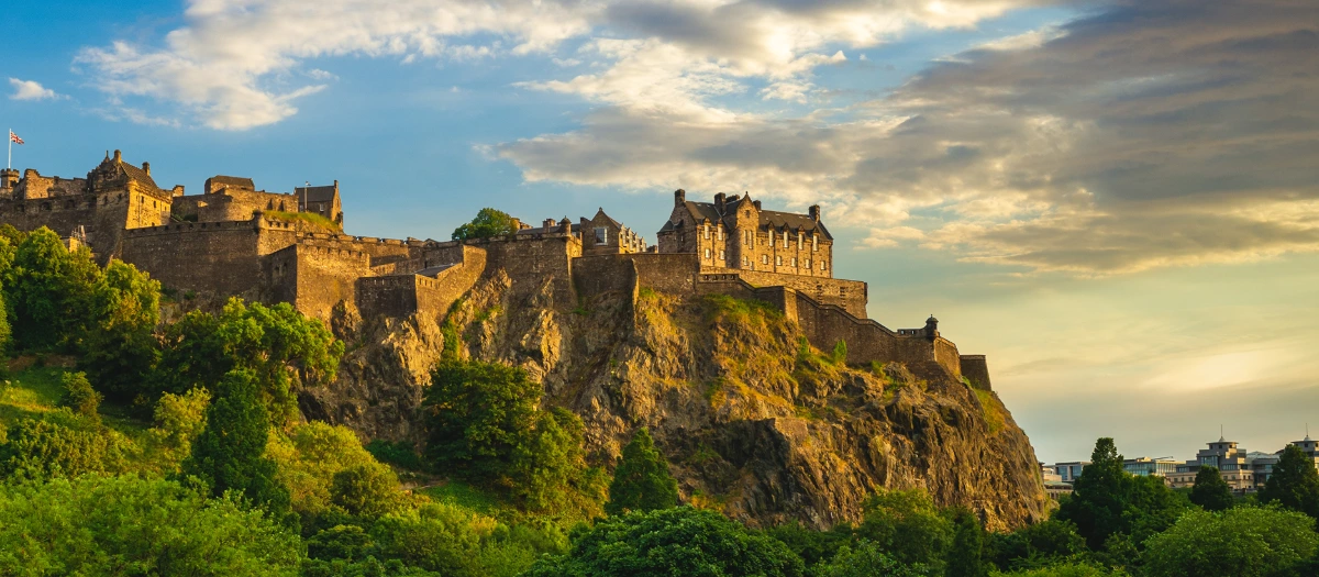 View of Edinburgh castle in Scotland.