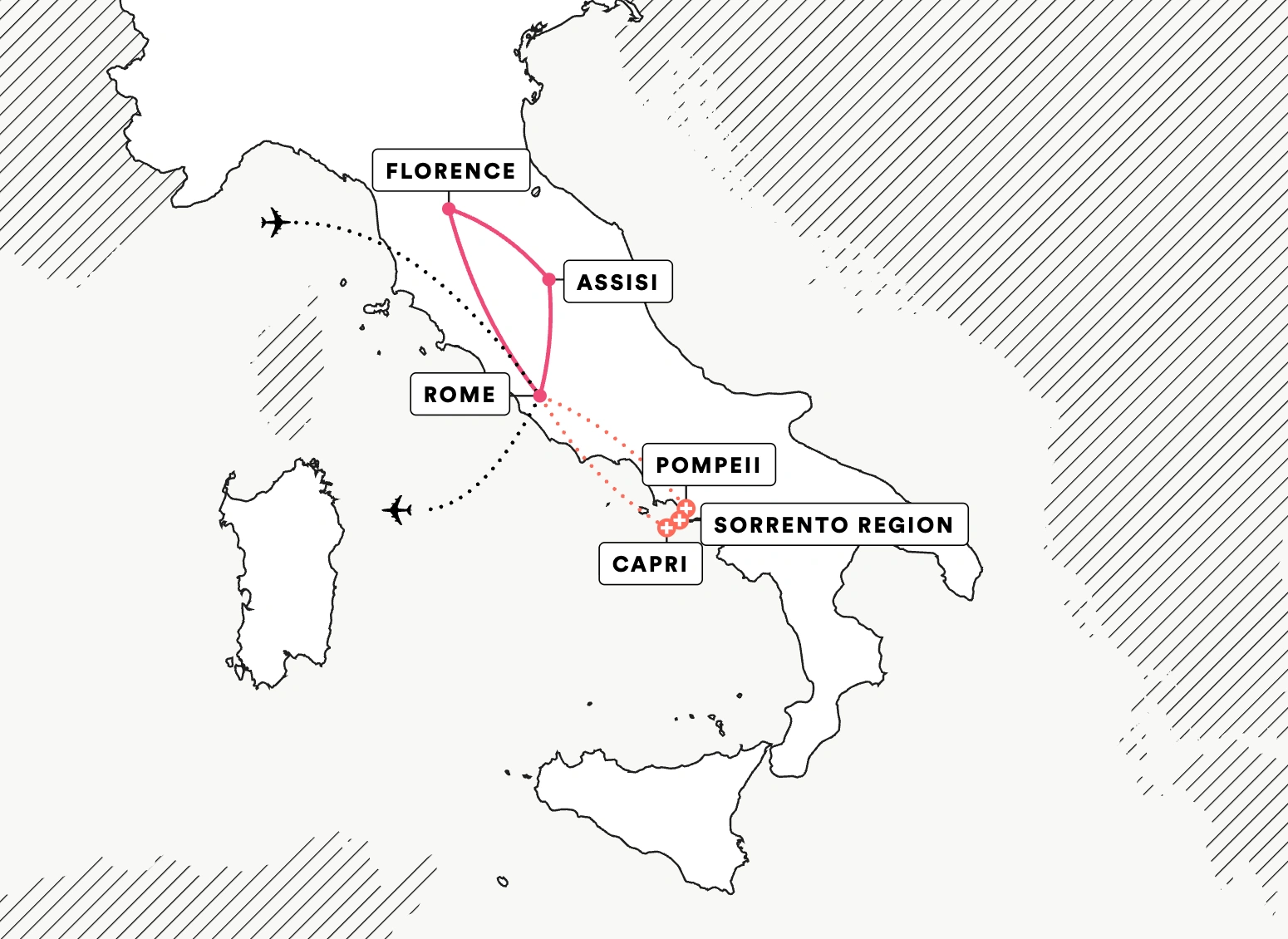 Experience Italy route map