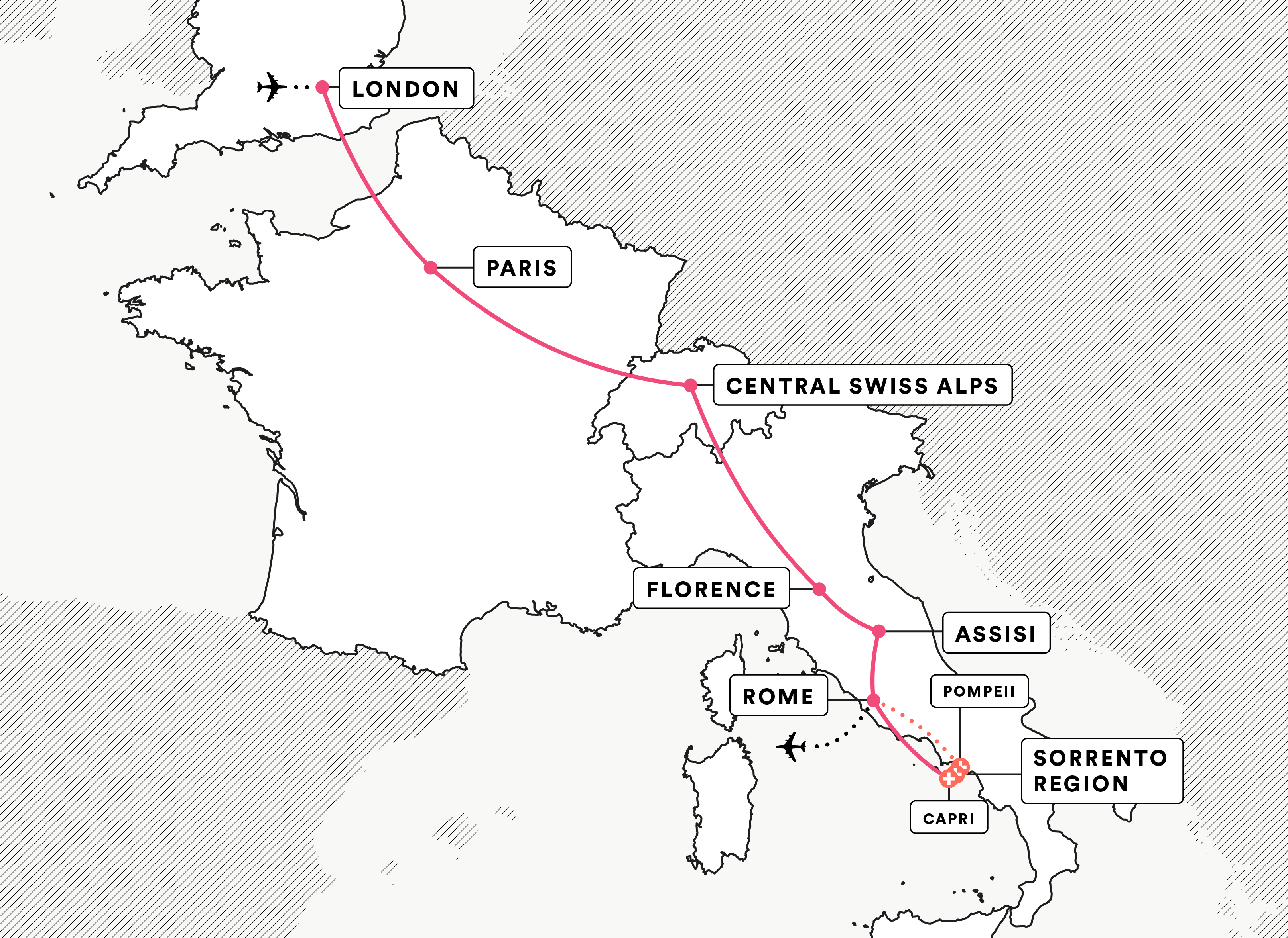 Europe at Leisure route map