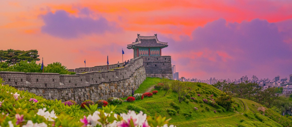 watchtower and wall around seoul south korea