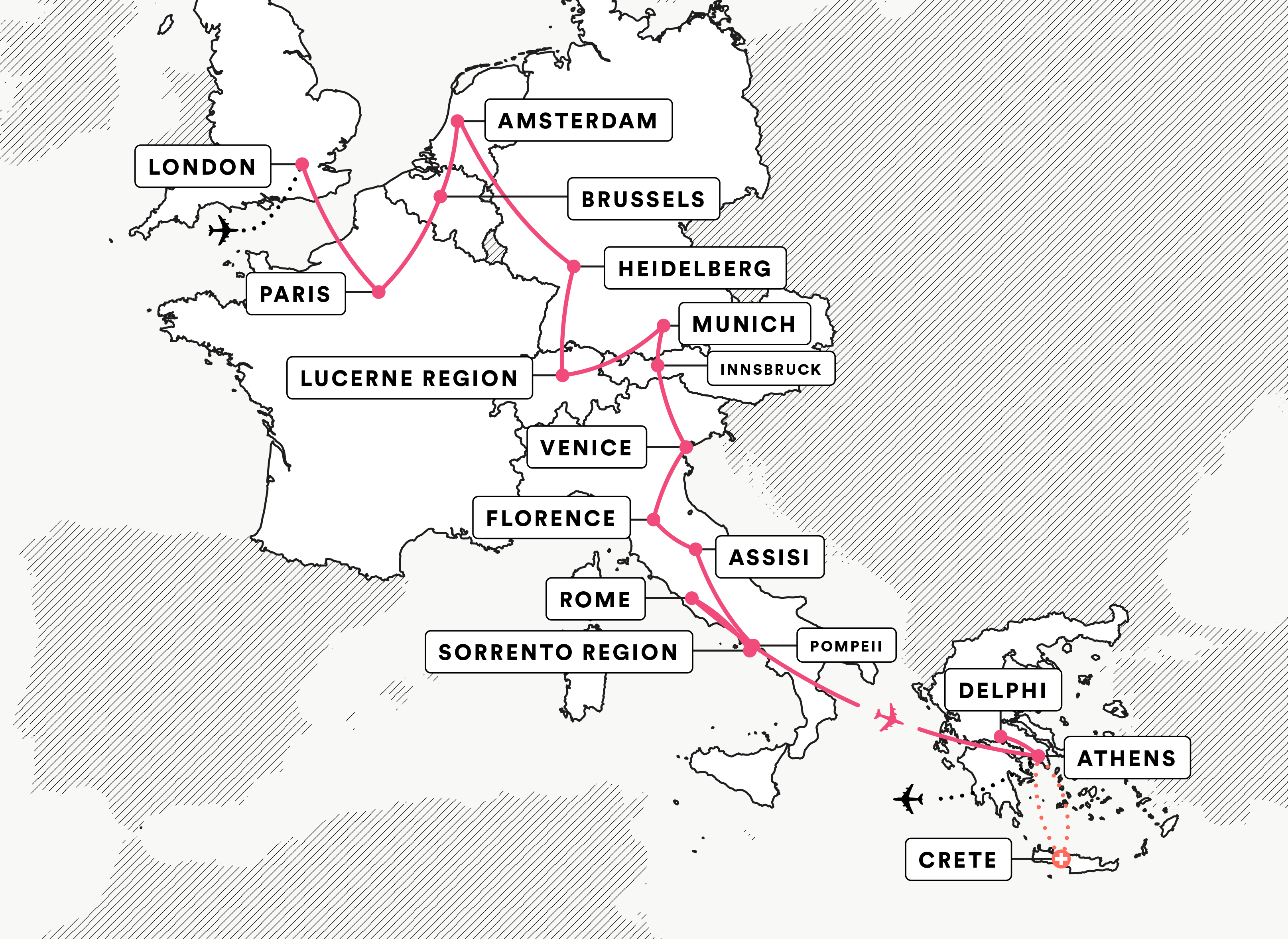 The Grand Tour route map