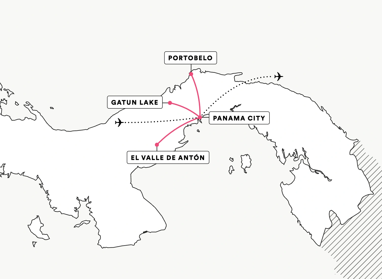 Discover Panama route map