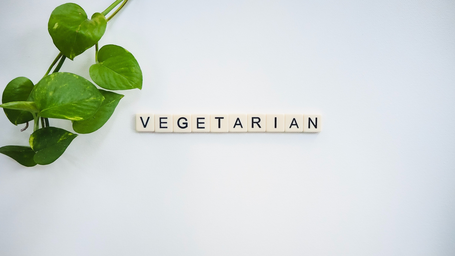 Letter blocks spelling out \"vegetarian\"