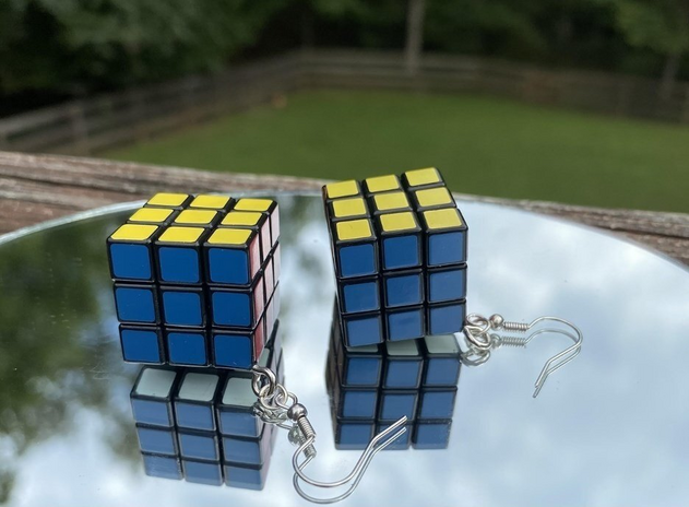 rubix cube earrings