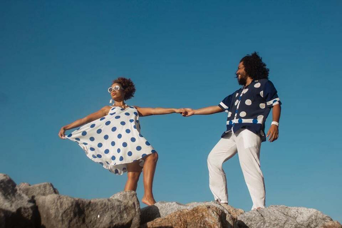 Man and woman with fashion clothes from the Brazilian brand Negro Piche