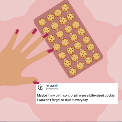 infographic from Pill Club\'s instagram features birth control as cookies
