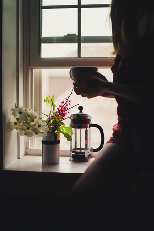 French press in window by Ava Sol from Unsplash