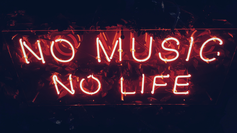 Neon sign: no music no life