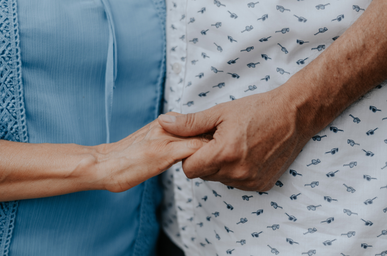 Elderly hands clasped togetther