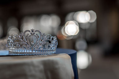 bokeh princess crown on table