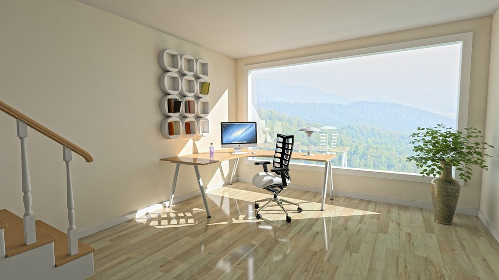 home office with big window