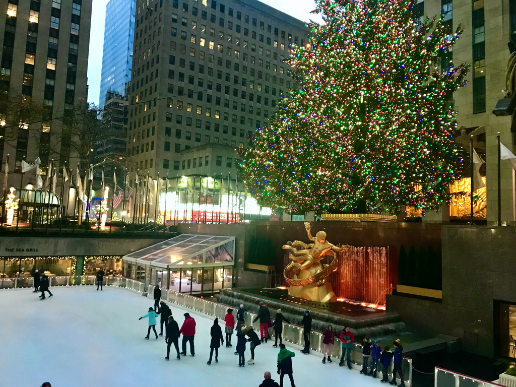Rockefeller ice rink and Christmas tree in New York