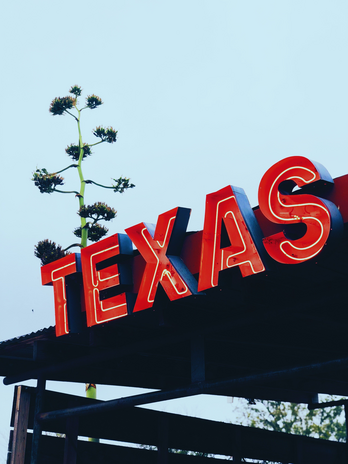 neon sign that reads \"TEXAS\"