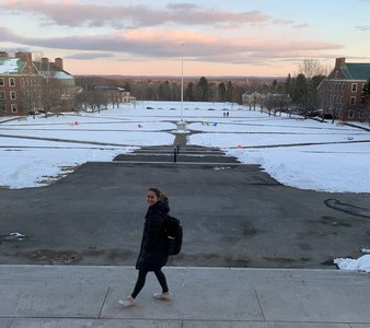 Photo of woman on snowy quad