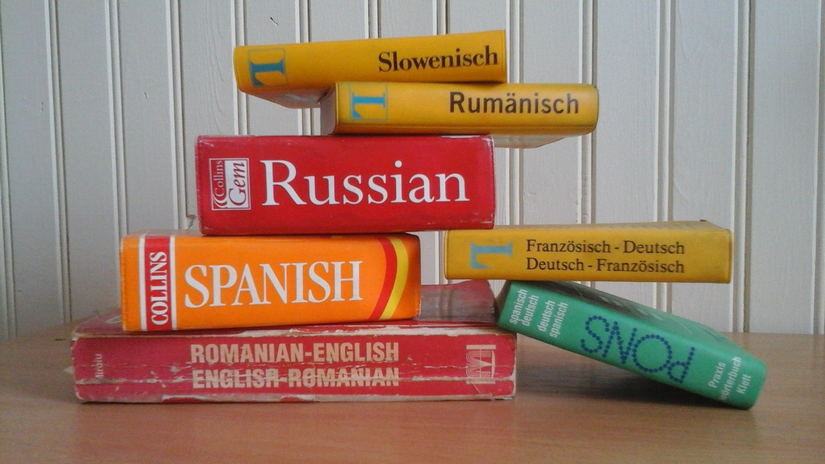 language dictionaries stacked