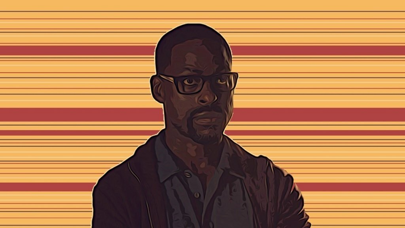 a picture of randall with a yellow background