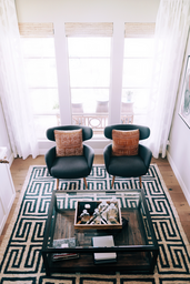 black and white themed living room rug