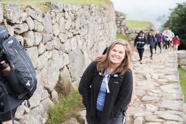 lily smiling walking on incline