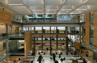 The lobby of the Paul L. Foster Campus for Business and Innovation at Baylor University