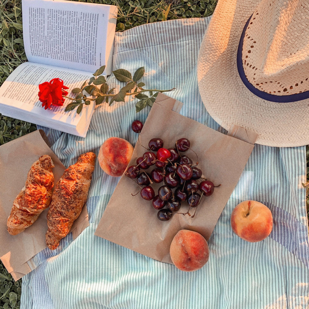 picnic spread with fruit