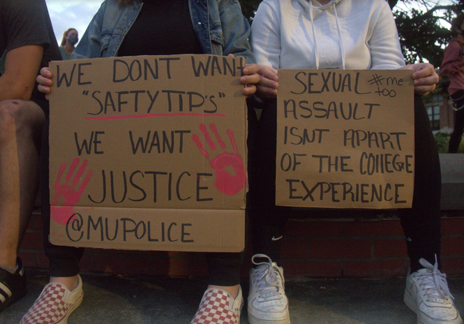 protest at the university of Missouri against sexual assault