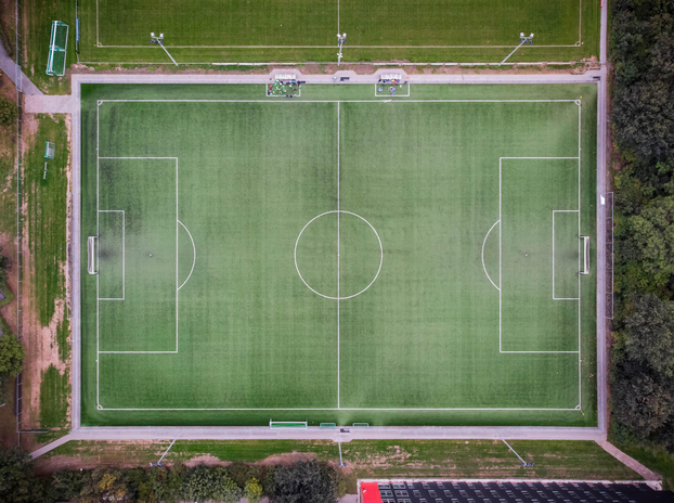 aerial image of a soccer fieldjpg by Unsplash