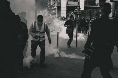 Black and White violent Protest Image